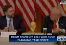 JD Vance causes outrage with ‘evil’ joke about 2026 World Cup while sat next to Donald Trump